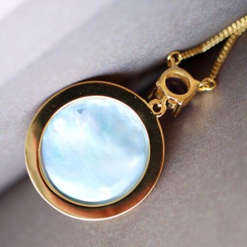 Natural Mabe Pearl Pendant Necklace Sterling Silver|Statement Minimalist Mabe Pearl Pendant|Unique blue mabe Pearl Pendant|Handmade Jewelry - Image 7