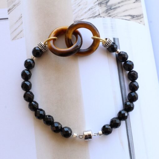 Unique Natural Black Agate Bracelet For Men 925 Silver|Stress Relief Bracelet|Spirit Protection-Healing Stone Meditation-Prayer bracelets - Image 2
