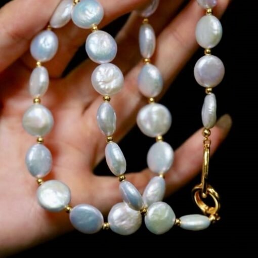 Unique Natural Pearl Necklace|High Quality pearl Necklace|Minimalist Stacking pearl Necklace|Handmade button shape pearl|Anniversary Gift - Image 8