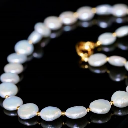Unique Natural Pearl Necklace|High Quality pearl Necklace|Minimalist Stacking pearl Necklace|Handmade button shape pearl|Anniversary Gift - Image 4