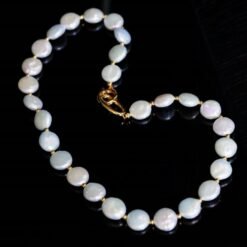 Unique Natural Pearl Necklace|High Quality pearl Necklace|Minimalist Stacking pearl Necklace|Handmade button shape pearl|Anniversary Gift
