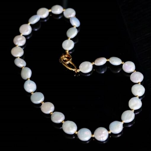 Unique Natural Pearl Necklace|High Quality pearl Necklace|Minimalist Stacking pearl Necklace|Handmade button shape pearl|Anniversary Gift