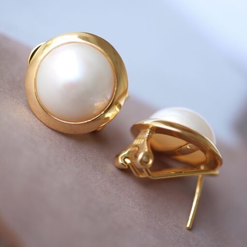 Natural Mabe Pearl Earrings s925 Silver|Minimalist Mabe Pearl Jewelry|Statement Pearl Earrings|Real Mabe Pearl|Perfect Wedding Earrings - Image 7