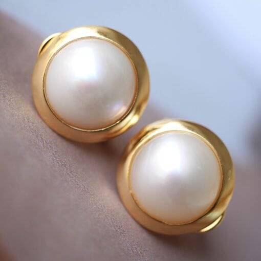 Natural Mabe Pearl Earrings s925 Silver|Minimalist Mabe Pearl Jewelry|Statement Pearl Earrings|Real Mabe Pearl|Perfect Wedding Earrings