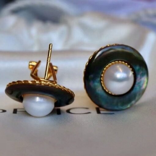 Natural Pearl Studs Earrings 925 silver|Unique Pearl stud earrings|Vintage Pearl Studs Earrings|Antique Pearl Earrings|7mm - Image 6