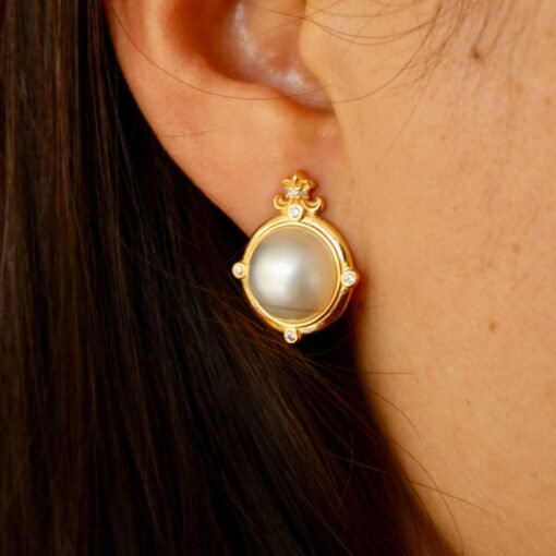 Natural Mabe Pearl Studs Earrings s925 Silver|Mabe Pearl Jewelry|Statement Pearl Studs Earrings|Bridal white Pearl stud|wedding earring - Image 8