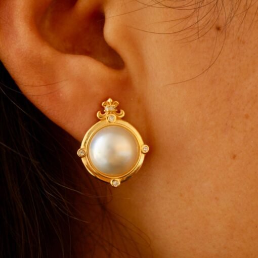Natural Mabe Pearl Studs Earrings s925 Silver|Mabe Pearl Jewelry|Statement Pearl Studs Earrings|Bridal white Pearl stud|wedding earring - Image 4