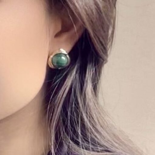 Natural Malachite Studs Earrings silver|Statement Malachite Jewelry|Charm Vintage green Earring|Antique Malachite Earringbridesmaids gift - Image 6