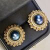 Natural Blue Mabe Pearl Studs Sliver|Vintage Mabe Pearl Studs|Unique mabe pearl earrings for herAntique Mabe Pearl stud gold plated silver