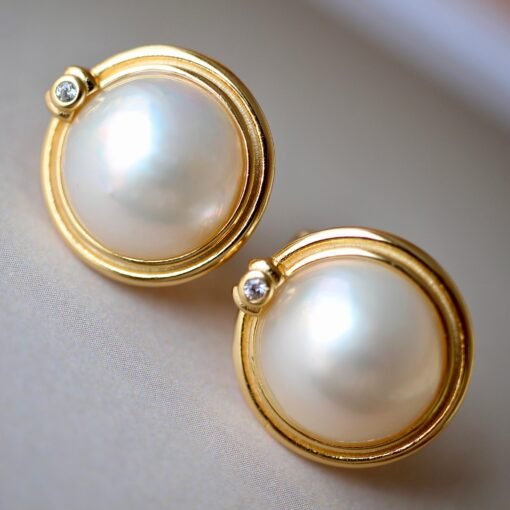 Natural white Mabe Studs Earrings With s925 Silver|Mabe Jewelry|Dainty Studs Earrings|Statement Stud earrings|Perfect Wedding earrings - Image 2
