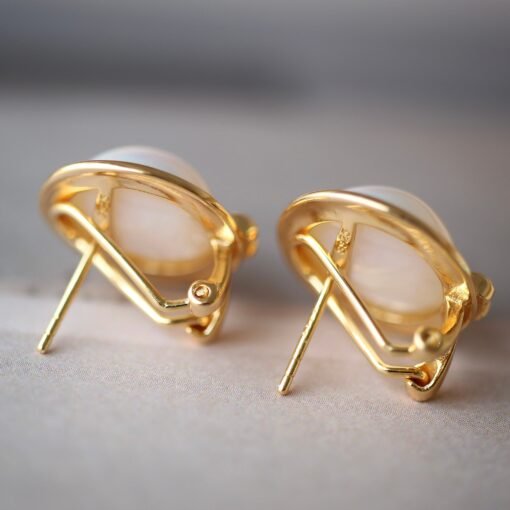 Natural white Mabe Studs Earrings With s925 Silver|Mabe Jewelry|Dainty Studs Earrings|Statement Stud earrings|Perfect Wedding earrings - Image 4