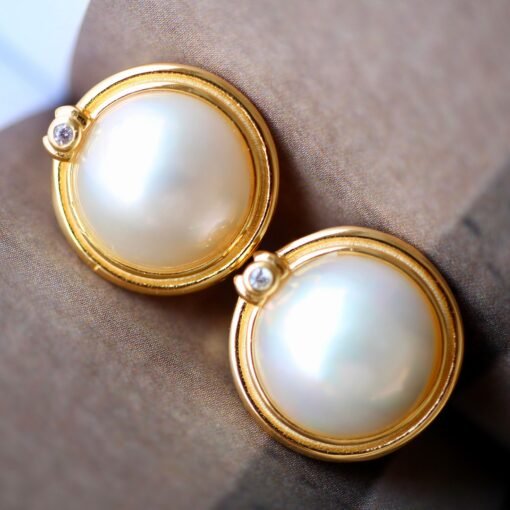 Natural white Mabe Studs Earrings With s925 Silver|Mabe Jewelry|Dainty Studs Earrings|Statement Stud earrings|Perfect Wedding earrings - Image 5