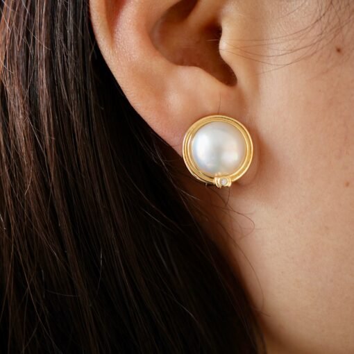 Natural white Mabe Studs Earrings With s925 Silver|Mabe Jewelry|Dainty Studs Earrings|Statement Stud earrings|Perfect Wedding earrings - Image 6