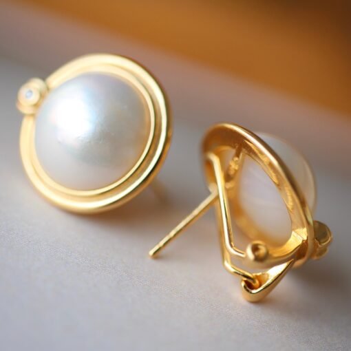 Natural white Mabe Studs Earrings With s925 Silver|Mabe Jewelry|Dainty Studs Earrings|Statement Stud earrings|Perfect Wedding earrings - Image 7