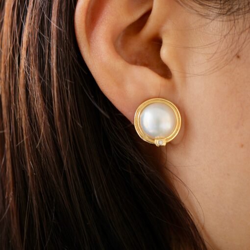 Natural white Mabe Studs Earrings With s925 Silver|Mabe Jewelry|Dainty Studs Earrings|Statement Stud earrings|Perfect Wedding earrings - Image 8