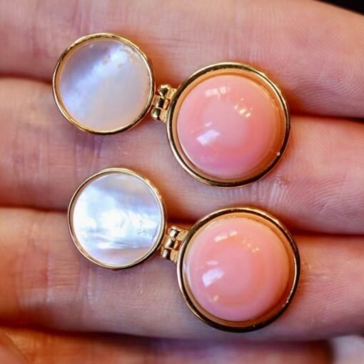 Genuine Pink Queen Conch Shell drop earring s925 silver|Statement Pink Gemstone Jewelry|Unique Earring For Her|Bezel set drop Earring women - Image 8