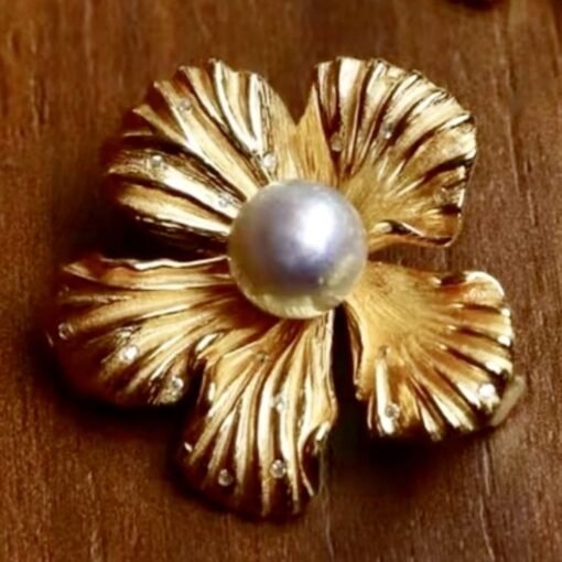 Unique silver brooch with pearl for women/Vintage petal brooch silver|Floral silver brooch|Art deco brooch antiqueHandmade Pearl pin women - Image 5
