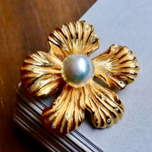 Unique silver brooch with pearl for women/Vintage petal brooch silver|Floral silver brooch|Art deco brooch antiqueHandmade Pearl pin women - Image 7