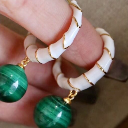 Natural Malachite Studs Earrings With Silver|Malachite Jewelry|Dainty Green Studs Earrings|Real Malachite Earrings|Perfect Anniversary Gift - Image 3