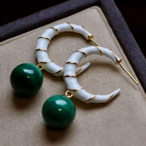 Natural Malachite Studs Earrings With Silver|Malachite Jewelry|Dainty Green Studs Earrings|Real Malachite Earrings|Perfect Anniversary Gift - Image 5