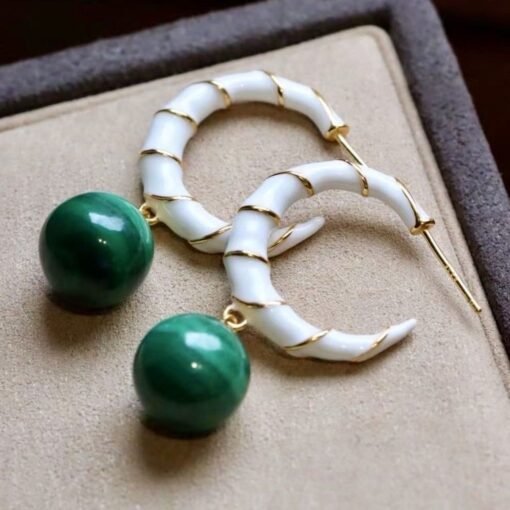 Natural Malachite Studs Earrings With Silver|Malachite Jewelry|Dainty Green Studs Earrings|Real Malachite Earrings|Perfect Anniversary Gift - Image 7