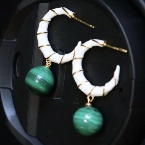 Natural Malachite Studs Earrings With Silver|Malachite Jewelry|Dainty Green Studs Earrings|Real Malachite Earrings|Perfect Anniversary Gift - Image 8