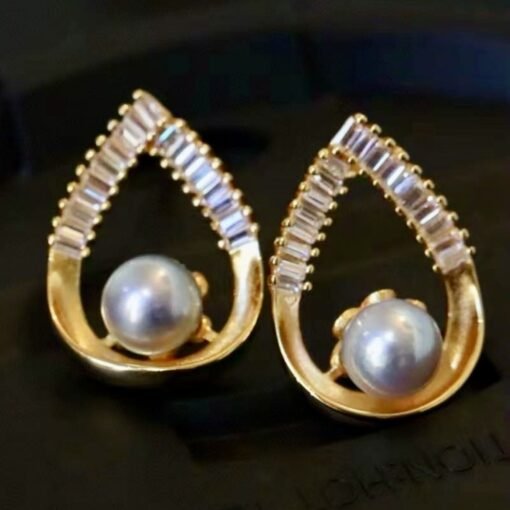 Unique Pearl Drop Earrings With White Fritillaria|Real Pearl Studs Earrings|Dainty Pearl Earrings|Charm Hand Carved Gemstone Earrings - Image 3