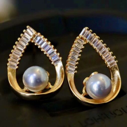 Unique Pearl Drop Earrings With White Fritillaria|Real Pearl Studs Earrings|Dainty Pearl Earrings|Charm Hand Carved Gemstone Earrings - Image 2