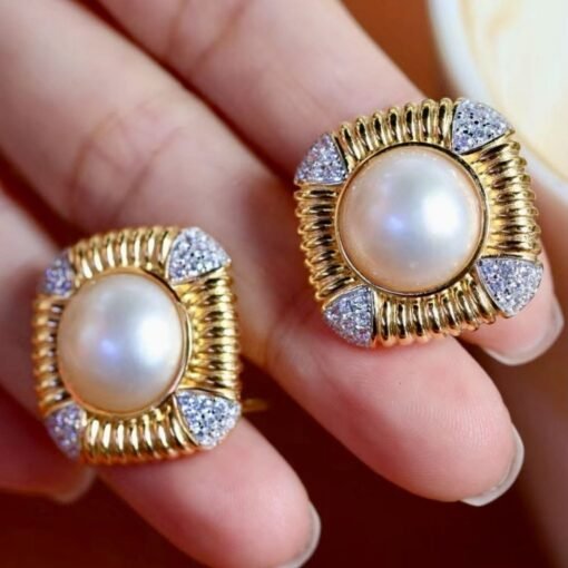 Natural Mabe Pearl Earrings s925 Silver|Vintage Mabe Pearl Earring|Statement Pearl Earrings|Antique Mabe Pearl stud|Perfect Anniversary Gift - Image 3