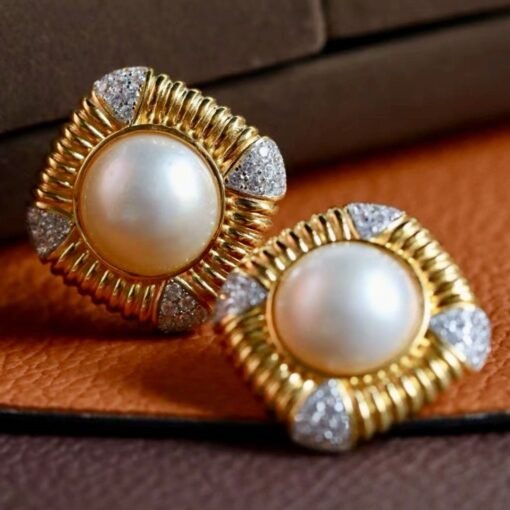 Natural Mabe Pearl Earrings s925 Silver|Vintage Mabe Pearl Earring|Statement Pearl Earrings|Antique Mabe Pearl stud|Perfect Anniversary Gift