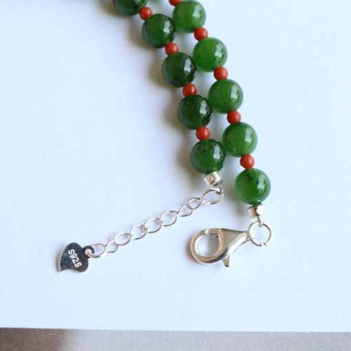 Real Vivid Green Jade Bead Necklace|High Quality Jade with red agate|Stacking Minimalist Jade Necklace women|Perfect Gift For Her|6mm Bead - Image 5
