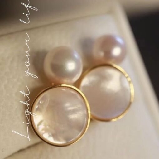 Unique Pearl Drop Earrings With White Fritillaria|Real Pearl Studs Earrings|Dainty Pearl Earrings|Charm Hand Carved Gemstone Earrings - Image 6