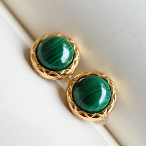 Genuine Malachite Studs Earring sterling silver|Statement Green Malachite JewelryCharm Vintage EarringHemisphere Silver Malachite Earrings - Image 8