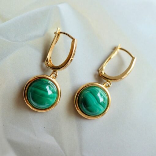 Natural Green Malachite Drop Earrings/Dainty Malachite Hoop Earring|Malachite Dangle Earring|Malachite Jewelry|Perfect Anniversary Gift - Image 3