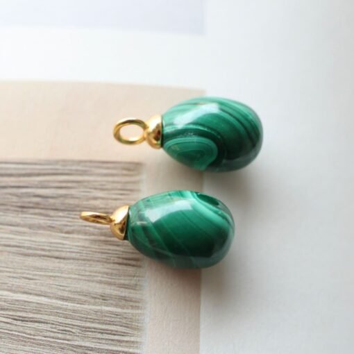 Natural Malachite Pearl Drop Earrings in 925 Silver/Dainty Malachite Hoop Earrings|Malachite Dangle Earrings|Green Earrings/Unique Earrings - Image 8