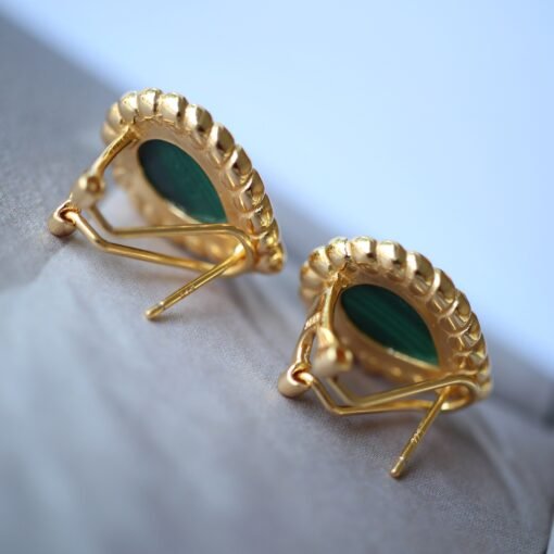 Natural Green Malachite Stud Earrings/Dainty Malachite Stud Earring|Vintage Malachite Earring|Malachite Jewelry|Perfect Anniversary Gift - Image 5