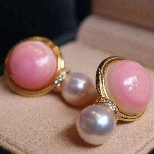 Genuine Pearl stud earring s925 silver|Vintage Pink Gemstone Jewelry|Unique Pearl Earring For Her|Real pearl earring|Bezel set Earring women - Image 5