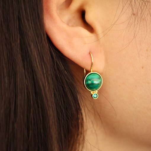 Natural Malachite Dangle Drop Earrings Sterling Silver|Malachite Jewelry|Statement Green Malachite Dangle Earring|Vintage Malachite Earrings - Image 5