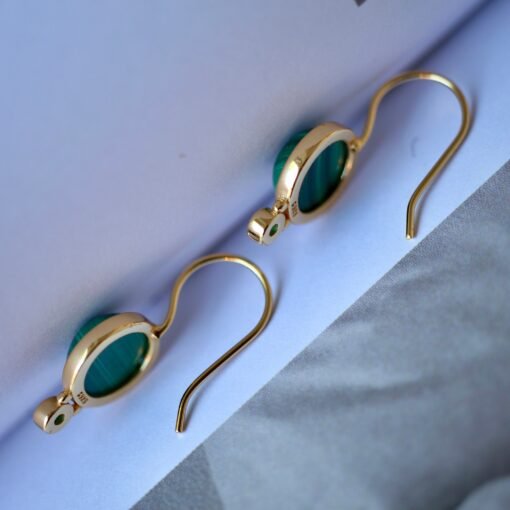 Natural Malachite Dangle Drop Earrings Sterling Silver|Malachite Jewelry|Statement Green Malachite Dangle Earring|Vintage Malachite Earrings - Image 8