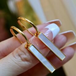 Unique Mother of pearl stick earringNatural mother of pearl drop 925 silverWedding earringsBridal earringwhite gemstone drop earring