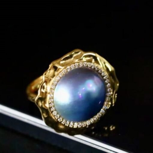 Genuine Mabe Pearl Ring s925 Silver women|Minimalist Simple Mabe Pearl Jewelry|Statement Vintage pearl ring|Handmade Bezel Mabe Pearl ring - Image 5