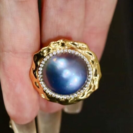 Genuine Mabe Pearl Ring s925 Silver women|Minimalist Simple Mabe Pearl Jewelry|Statement Vintage pearl ring|Handmade Bezel Mabe Pearl ring - Image 2