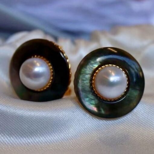 Natural Pearl Studs Earrings 925 silver|Unique Pearl stud earrings|Vintage Pearl Studs Earrings|Antique Pearl Earrings|7mm - Image 2
