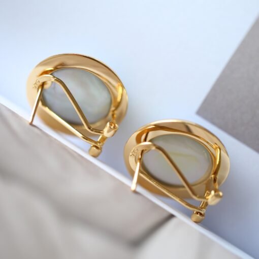 Natural Mabe Pearl Studs Earrings With s925 Silver|Mabe Pearl Jewelry|Minimalist Mabe Pearl Studs|Bezel Pearl Studs|Perfect Mothers day Gift - Image 7