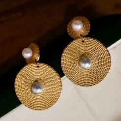Natural Pearl Drop Earrings Gold Plated Silver|Unique pearl earrings|Statement Pearl stud|Art deco Pearl Earrings|June birthstone jewelry
