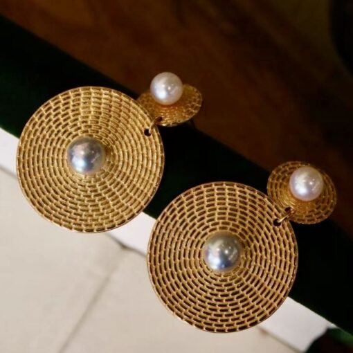 Natural Pearl Drop Earrings Gold Plated Silver|Unique pearl earrings|Statement Pearl stud|Art deco Pearl Earrings|June birthstone jewelry - Image 3