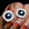 Natural Blue Mabe Pearl Studs Sterling Sliver|Unique Mabe Pearl Stud|Statement Earring|Handmade Mabe Pearl Stud|Perfect Anniversary Gift