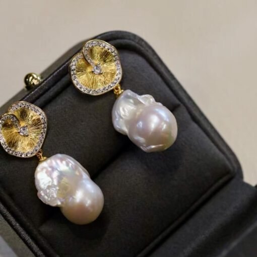Natural Baroque Pearl Drop Earrings silver|Statement Modern Pearl Drop Gold|Vintage Handmade Pearl Earring Women|Unique June Birthstone Gift - Image 4