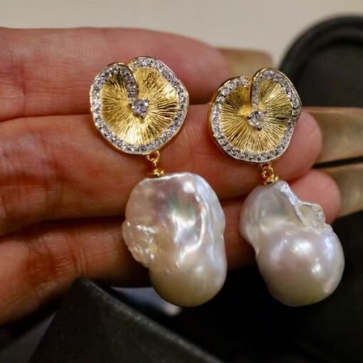 Natural Baroque Pearl Drop Earrings silver|Statement Modern Pearl Drop Gold|Vintage Handmade Pearl Earring Women|Unique June Birthstone Gift - Image 8