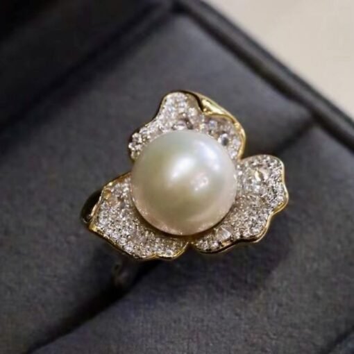 Natural Big Pearl Ring Silver|Unique Charm Pearl ring gold|Statement Pearl ring|June Birthstone Pearl ring|Real Pearl ring women18mm pearl - Image 2